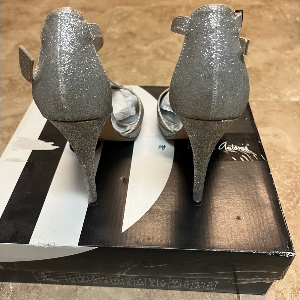 Michael Antonio Sparkling Silver Heels - image 3